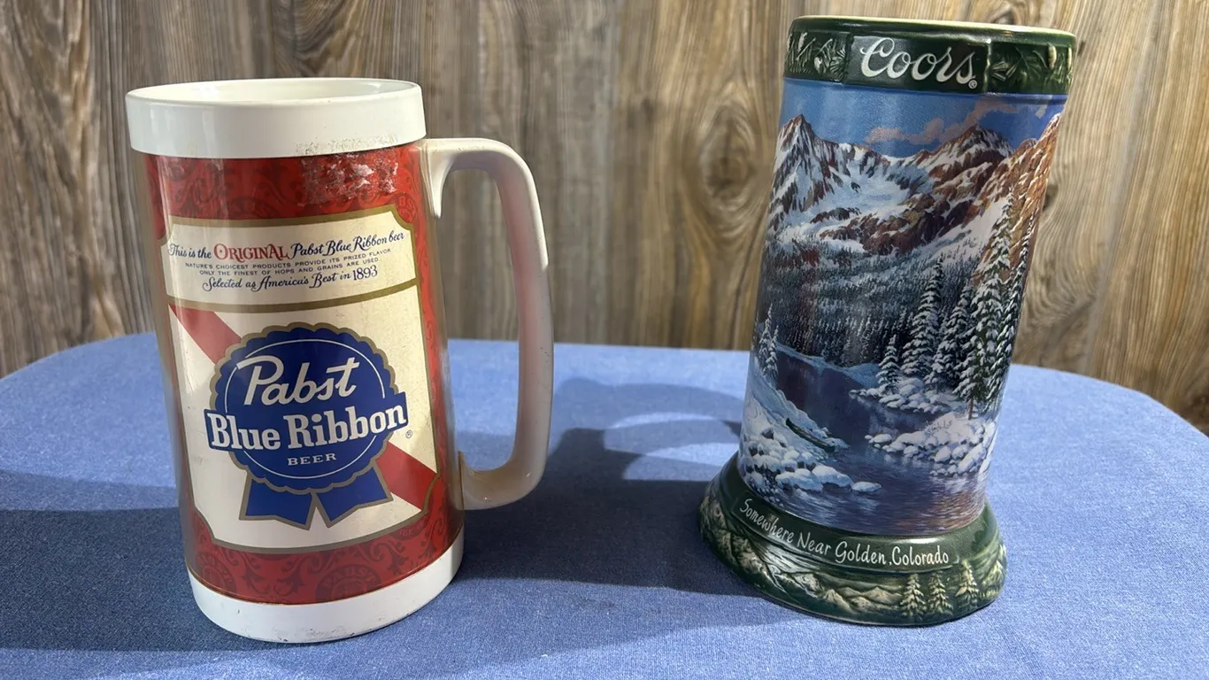 Coors beer mug and Blue ribbon ber mug