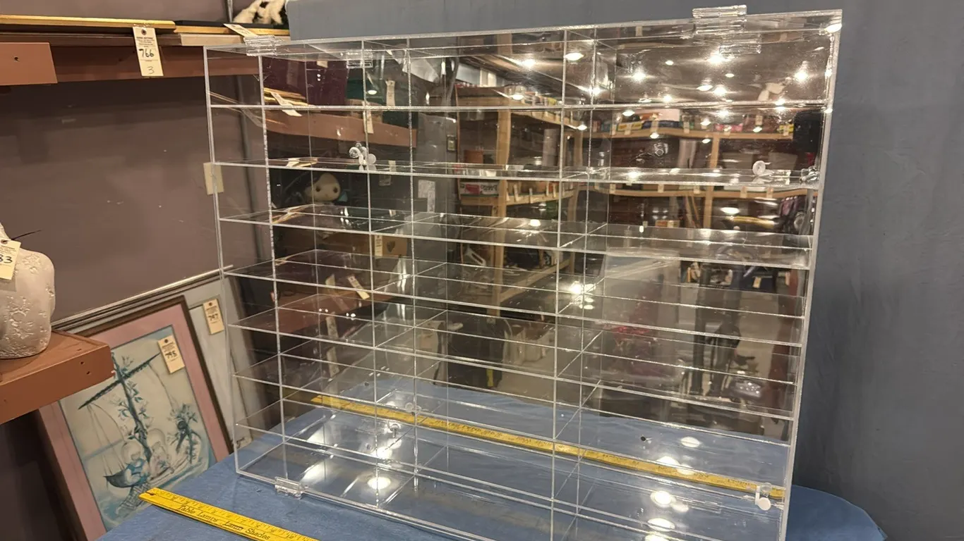 Hinged front display case