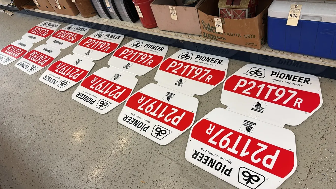 Pioneer seed corn signs