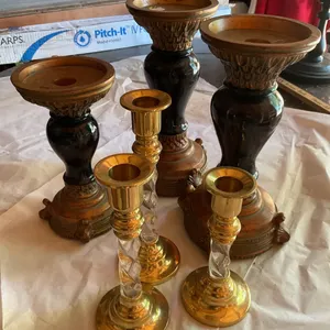 Six Candle Holders: Brass and Resin by Home Interiors