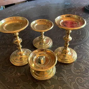 Four Brass Candle Holders, Likely Mid-20th Century