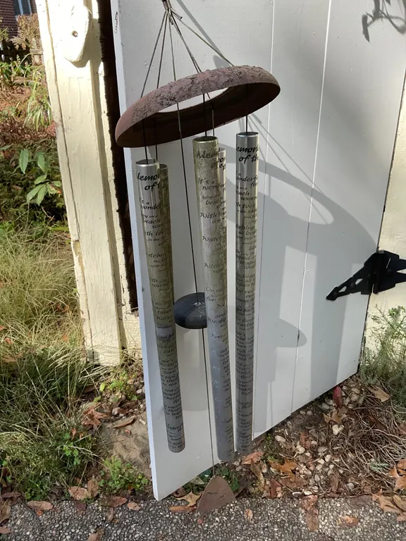Hanging Wind Chime with Engraved Tubes and Rust Patina Accent