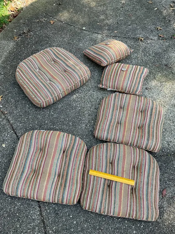 Six Striped Upholstered Seat Cushions, Mid-to-Late 20th Century
