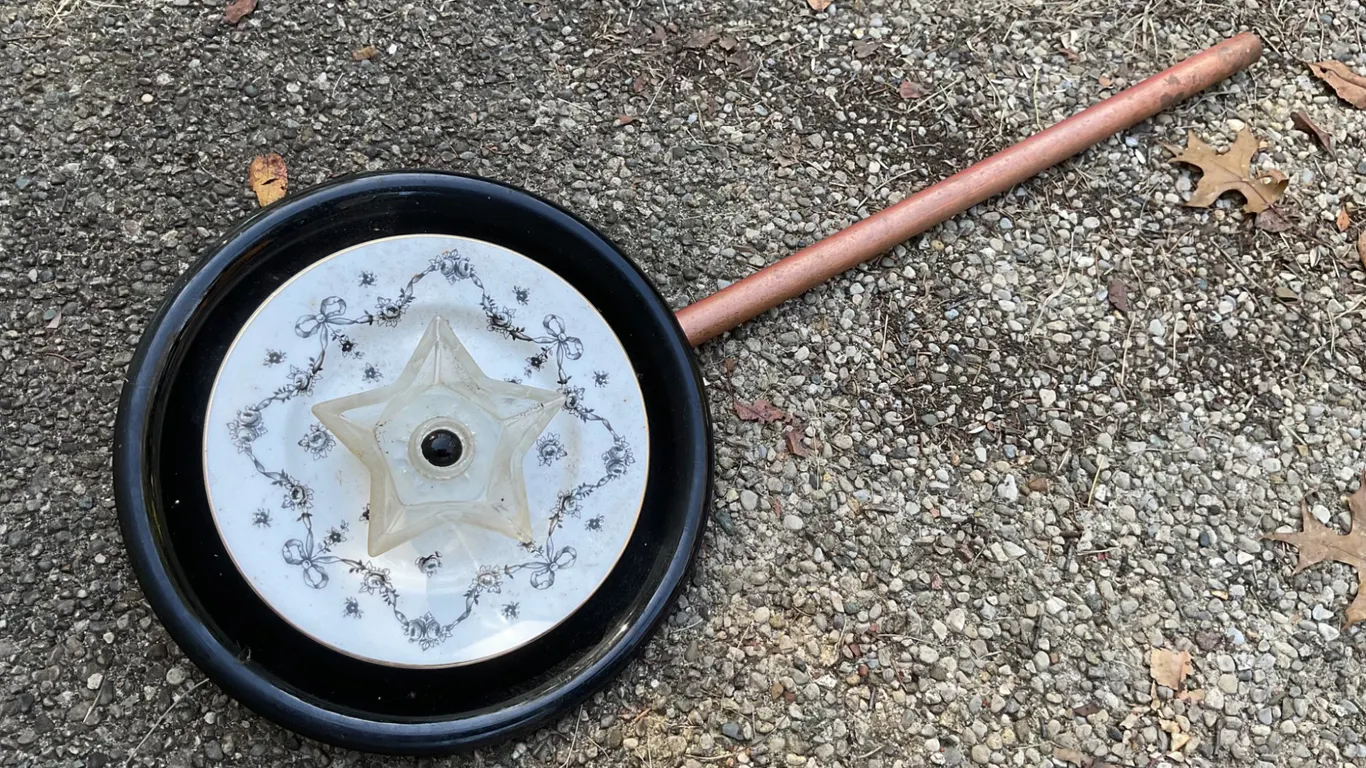 Wheeled Decorative Object with Ceramic and Metal Components