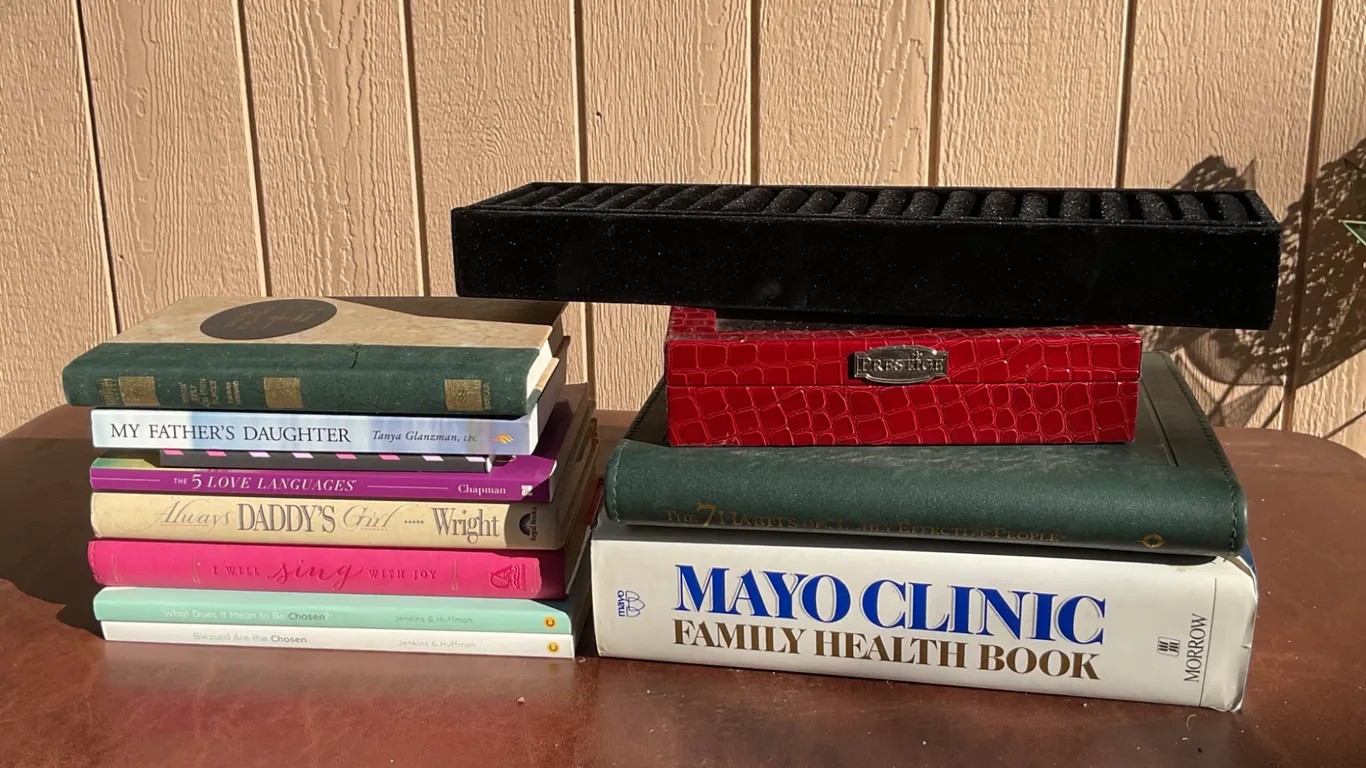 Self-Help Books, Religious Texts, and Jewelry Box
