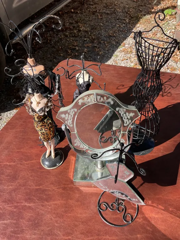 Decorative Jewelry Stands and Vanity Mirror