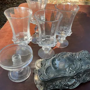 Glassware and Ornate Metal Trinket Box