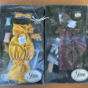 Two Gene Doll Clothing Sets: Satin Yellow and Burgundy with Accessories