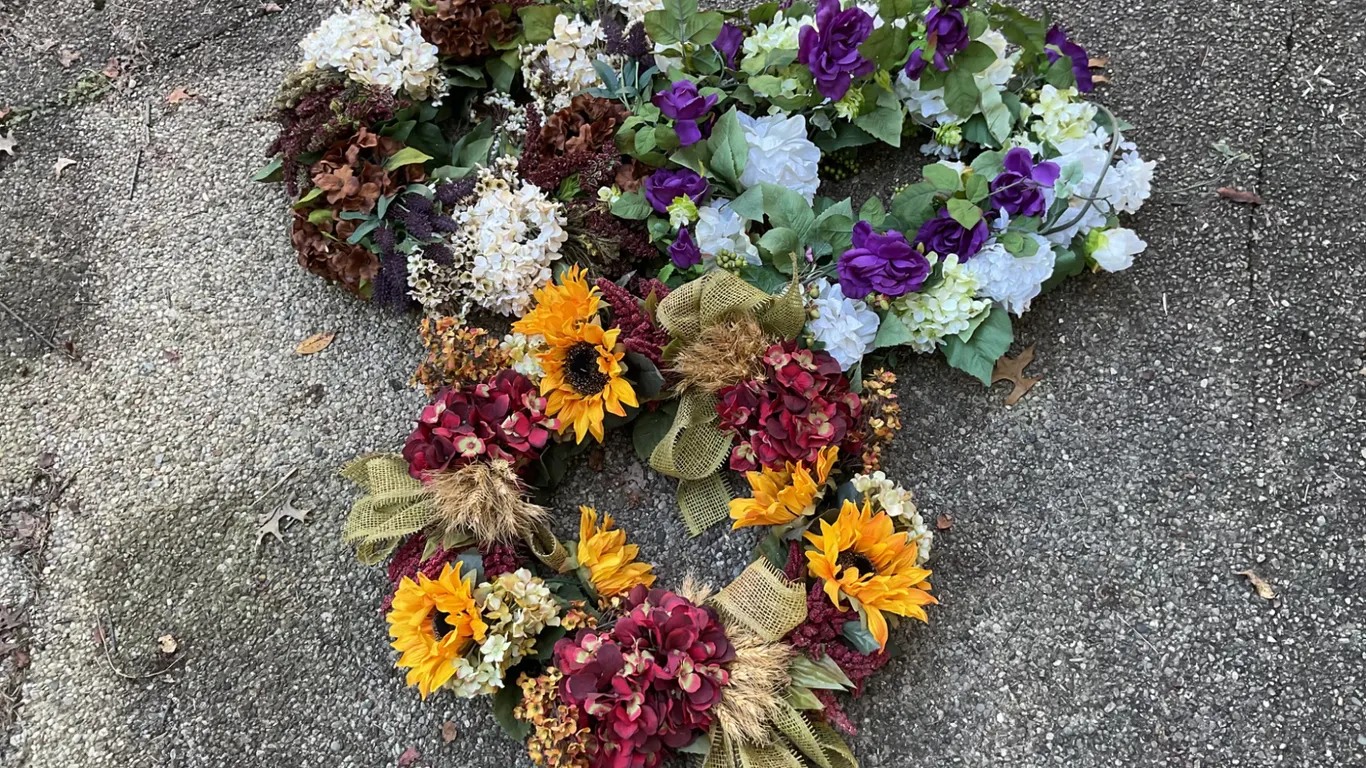 Three Floral Wreaths Featuring Seasonal and Decorative Designs