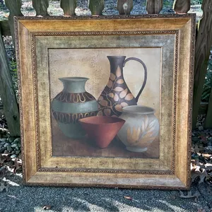 Framed Still Life Artwork of Vases, Signed by Artist