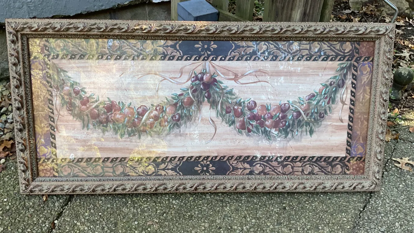 Framed Harvest Garland Artwork with Ornate Frame