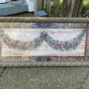 Framed Harvest Garland Artwork with Ornate Frame