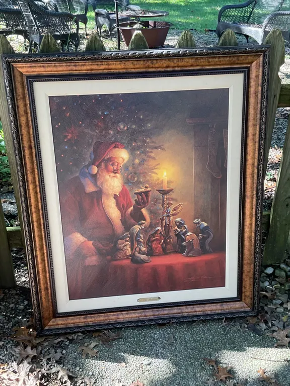 Framed Print of Santa Scene Titled ‘I Do Believe’ by Thomas Kinkade