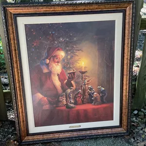 Framed Print of Santa Scene Titled ‘I Do Believe’ by Thomas Kinkade