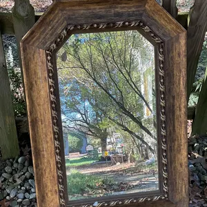 Cedar Creek Collection Wooden Framed Mirror with Leaf Pattern