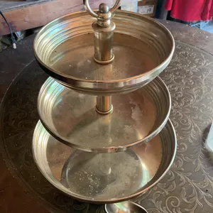 Three-Tier Polished Metal Dessert Stand With Serving Scoop