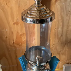 Large Metal and Glass Beverage Dispenser with Spout