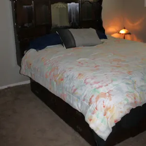 King Size Wood Bed with Storage and Headboard