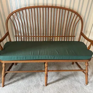 Wooden Bench with Green Chair Pad
