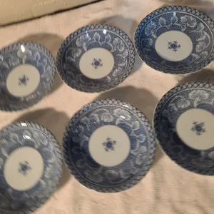 6 Vintage blue and white porcelain bowls