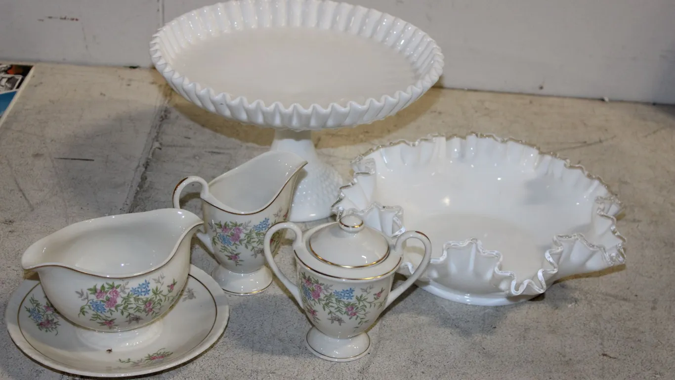Milk Glass & China Serving Pieces