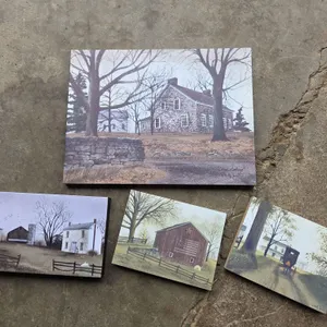 4 piece country pictures on canvas and wood
