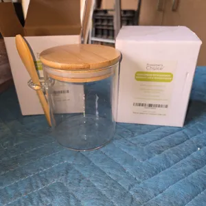 2 containers with bamboo airtight, lids and spoon scoops