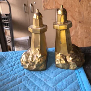Brass lighthouse bookends