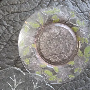 Vtg. Macbeth Evans Apple Dogwood Pink Etched Depression Glass Plate 9.25”