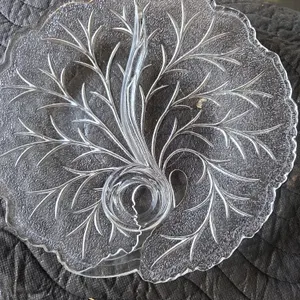 Vintage - Beautiful Divided Dish/ Plate with Etched Tree - Indiana Glass