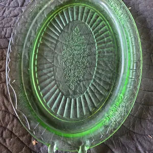 Green Glass Tray 14 X 8.75"