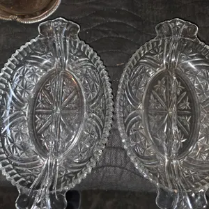 Vintage Part Relish Dish, Stars And Bars By Anchor Hocking