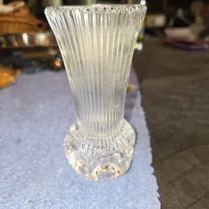 Fostoria Melissa Clear Lead Crystal Flower Bud Vase Cut Ridges 4.75" High Vintage