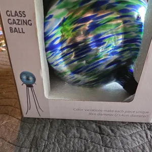 Glass glazing ball brand new, and brand new outdoor glazing ball stand