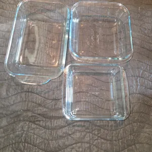 3 pyrex small dishes glass blue