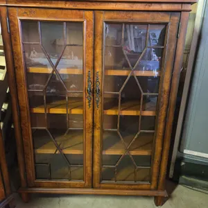 67943 Vintage Two-Door Bookcase with Glass Paneled Doors
