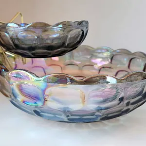 Federal Carnival Glass Chip & Dip Set