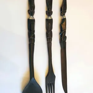 Wooden African Tribal Serving Pieces