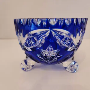 Crystal Cobalt Footed Fruit Bowl