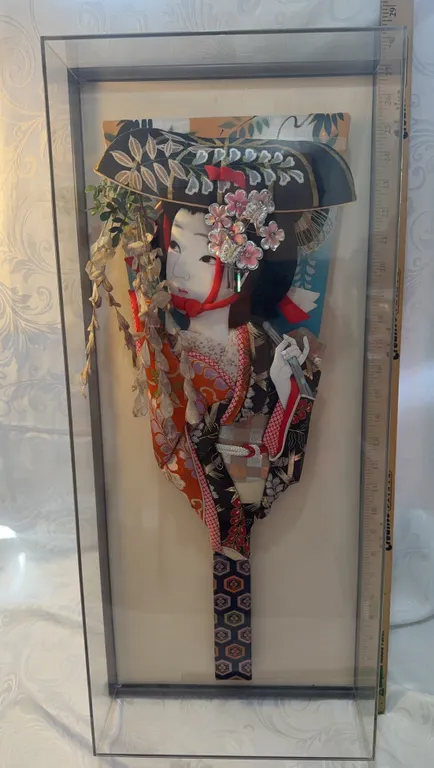 Framed vintage Japanese hagoita