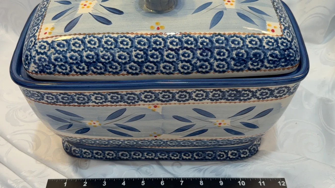 Old World Blue Bread Box & Lid by Temp-Tations