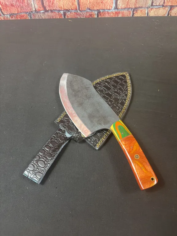 Carbon Steel Knife and Leather Sheath