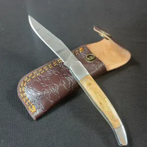 Damascus Steel Knife and Leather Sheath