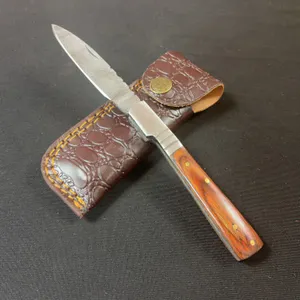 Damascus Steel Knife and Leather Sheath