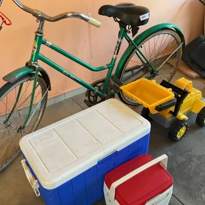 Bike, toy loader, coolers