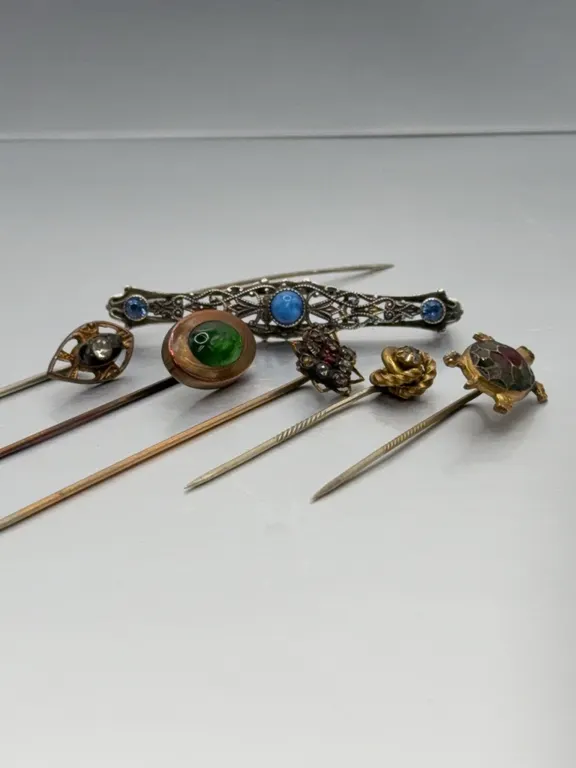 Antique & Vintage Victorian Art Deco Stick Pin & Filigree Bar Brooch Collection