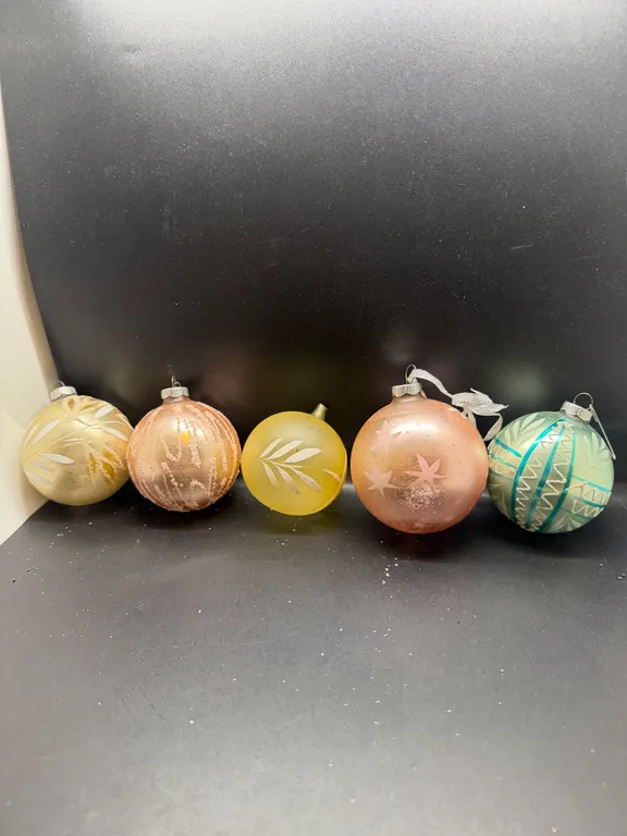 Vintage Hand-Painted Glass Christmas Ornaments,