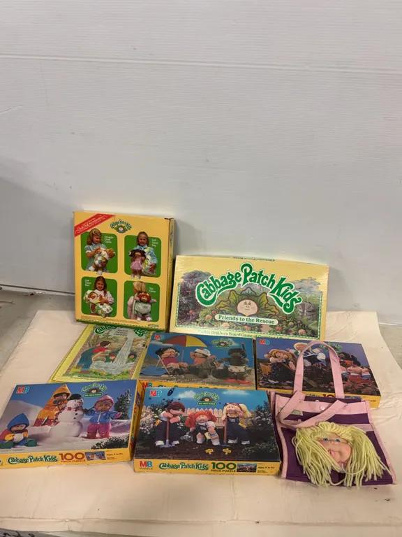 Vintage Cabbage Patch Kids Puzzles, Board Game & Doll Accessories