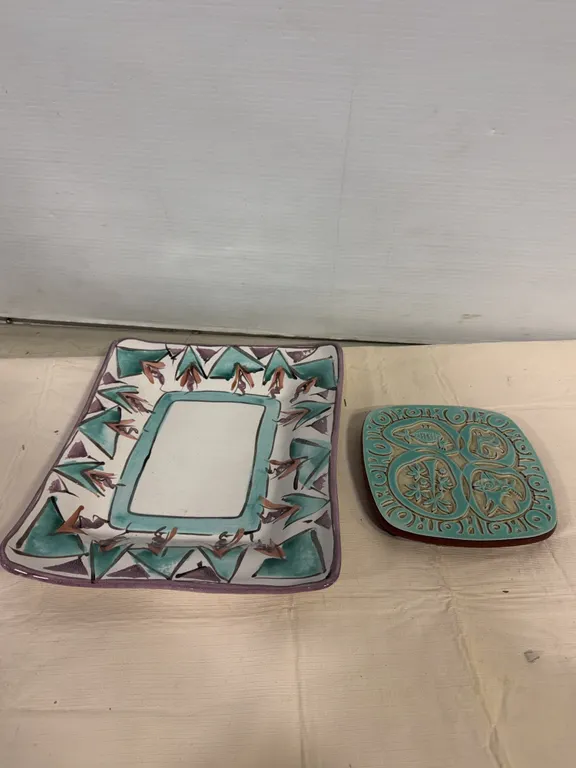 Friley Fistick Pottery Ohio State Fair 1956 Trivet & Hand-Painted Ceramic Platter