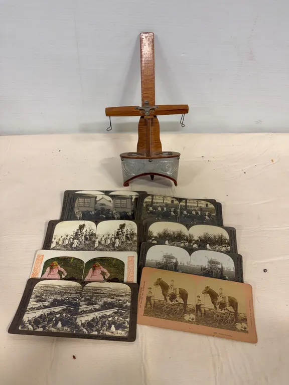 Antique Stereoscope Viewer with Vintage Stereoview Cards